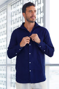 ASPIGA MEN'S PREMIUM LINEN SHIRT | NAVY