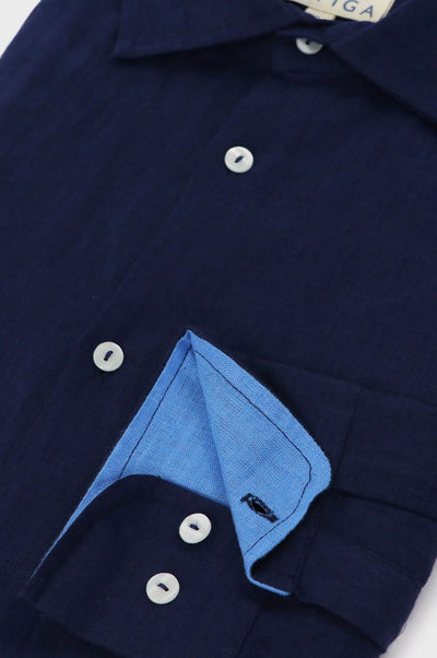 ASPIGA MEN'S PREMIUM LINEN SHIRT | NAVY
