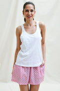 ASPIGA PYJAMA ORGANIC COTTON SHORTS | LEAF PINK