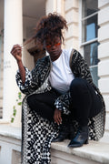 Long Black Chessboard Coat