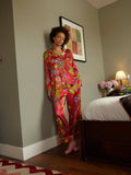 Karen Mabon Tiger Bouquet Silk Pyjama Set : Crimson