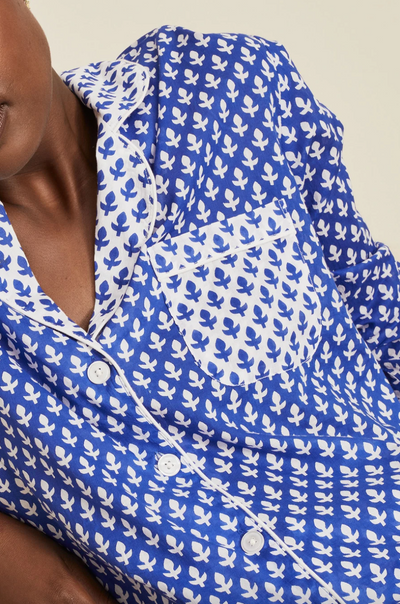 ASPIGA ORGANIC COTTON PYJAMA SET | LEAF BLUE/WHITE