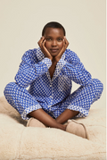 ASPIGA ORGANIC COTTON PYJAMA SET | LEAF BLUE/WHITE
