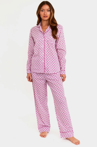 ORGANIC COTTON PYJAMA SET | FLOWER WHITE/ PINK