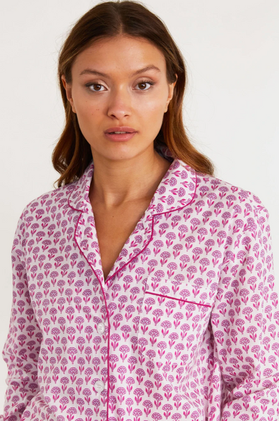 ORGANIC COTTON PYJAMA SET | FLOWER WHITE/ PINK